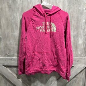 North Face pink hoodie. L. Q1